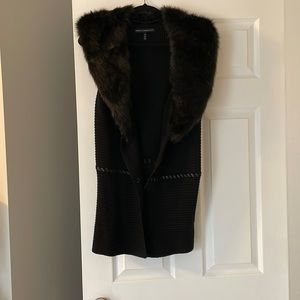 NWOT WHBM faux fur leather whipstitched vest